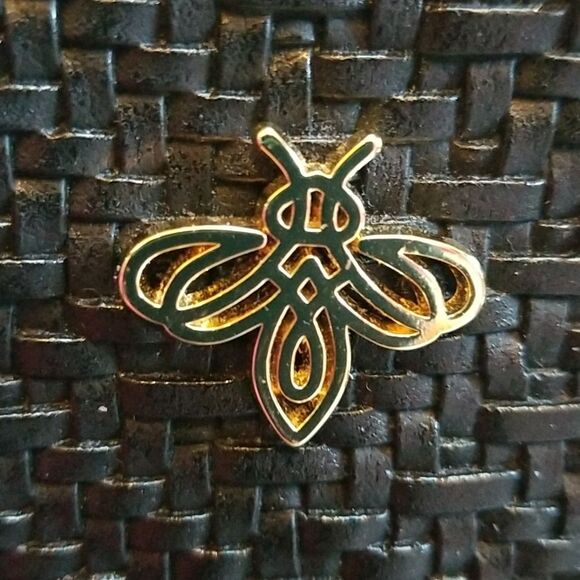 Elegant  Lucky Bees Black Woven Shoulder Bag with Gold Chain !!! - Picture 3 of 11